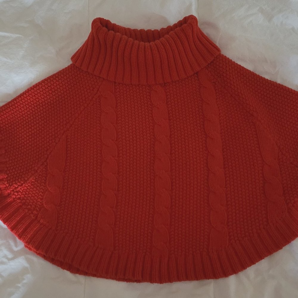 Cozy Red Knit Kids Poncho